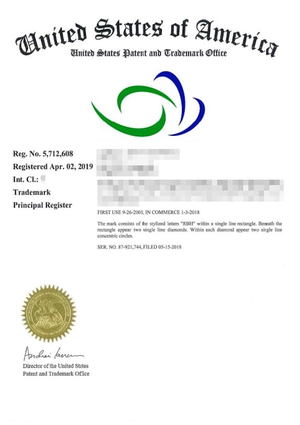 美國商標證書/The United States of America Trademark(US) Certificate